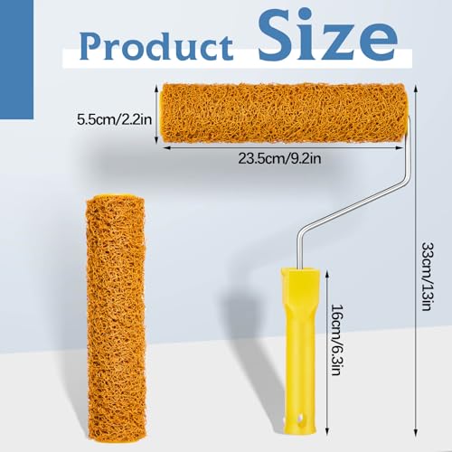 Willinglong 2 Pcs Paint Roller Covers with Roller Frame Kit, Texture Paint Roller 9 Inch, Small Paint Rollers for Painting Walls, Home Improvement Paint Supplies