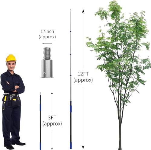 SKGPOLE 3 to 12ft Telescoping Pole, Paint Roller Extension Pole, Multi-Purpose Extendable Pole, Lightweight Sturdy Aluminum Telescopic Pole, Easy Flip-Tab Lock Paint Extension Pole