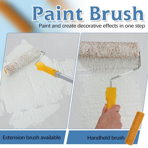Willinglong 2 Pcs Paint Roller Covers with Roller Frame Kit, Texture Paint Roller 9 Inch, Small Paint Rollers for Painting Walls, Home Improvement Paint Supplies