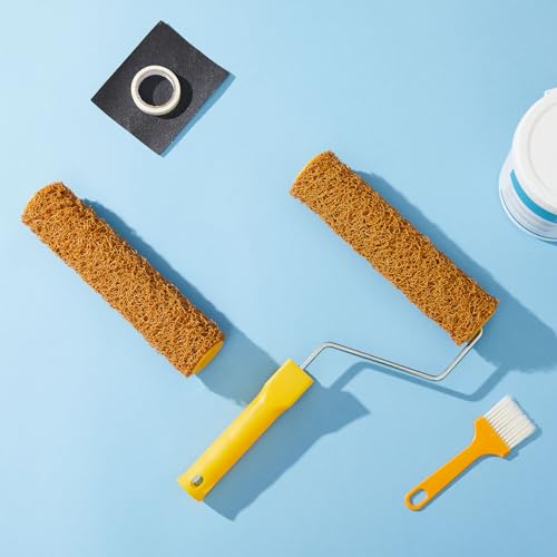 Willinglong 2 Pcs Paint Roller Covers with Roller Frame Kit, Texture Paint Roller 9 Inch, Small Paint Rollers for Painting Walls, Home Improvement Paint Supplies