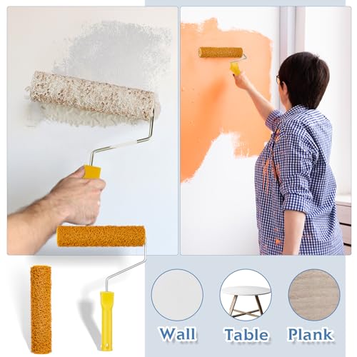 Willinglong 2 Pcs Paint Roller Covers with Roller Frame Kit, Texture Paint Roller 9 Inch, Small Paint Rollers for Painting Walls, Home Improvement Paint Supplies