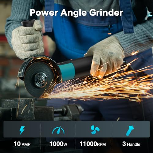 Avhrit 10-Amp Corded Angle Grinder with Accessories