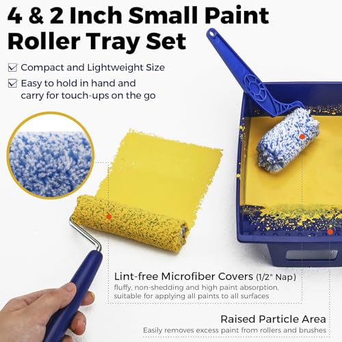 PinStone 15pcs Paint Roller Kit - 12" Ladder Paint Tray, 9" Extendable Paint Roller (18-36 Inch), 4" 2" Mini Roller Frame with Microfiber Covers, Large Paint Kit for Painting Walls, Ceilings, Floors