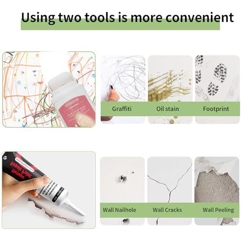 1 Pack Large Hole Repair Kit+1 Pack Small Roller Brush Wall Repair Tool +1 Pack Drywall Repair Kit,White Paint for Wall,Wall Repair Patch Kit(3 Pack)