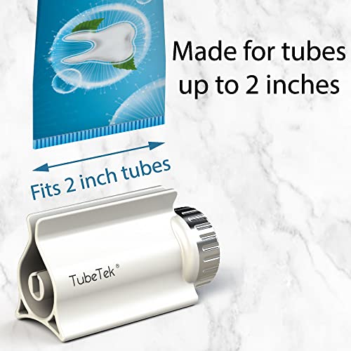 TubeTek Toothpaste Tube Squeezer 2-Pack, Dispenser Roller Wringer for Paint, Lotion, Cream, Glue. Made in USA. Color: Gold