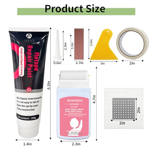 1 Pack Large Hole Repair Kit+1 Pack Small Roller Brush Wall Repair Tool +1 Pack Drywall Repair Kit,White Paint for Wall,Wall Repair Patch Kit(3 Pack)