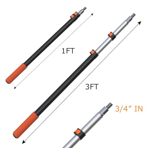 1 to 3ft Telescoping Pole, Paint Roller Extension Pole, Multi-Purpose Extendable Pole, Lightweight Sturdy Aluminum Telescopic Pole, Easy Flip-Tab Lock Paint Extension Pole
