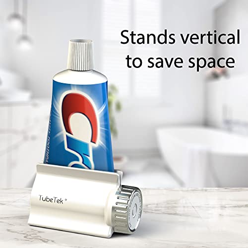 TubeTek Toothpaste Tube Squeezer 2-Pack, Dispenser Roller Wringer for Paint, Lotion, Cream, Glue. Made in USA. Color: Gold