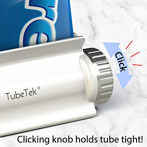 TubeTek Toothpaste Tube Squeezer 2-Pack, Dispenser Roller Wringer for Paint, Lotion, Cream, Glue. Made in USA. Color: Gold