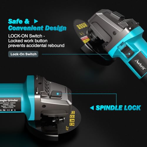 Avhrit 10-Amp Corded Angle Grinder with Accessories