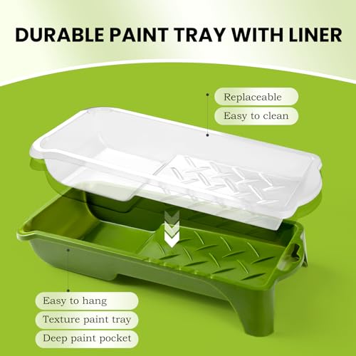 HANJKINZ Foam Paint Roller, Paint Roller Kit 2 Inch (12 Pack), Small Paint Roller, Mini Paint Roller, Paint Roller Tray, Paint Roller Frame, Paint Roller Tray with Liners, Foam Paint Brushes