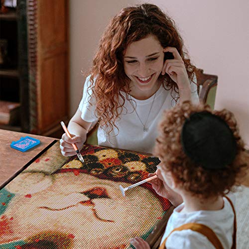 Two-Piece Diamond Painting Wheel Tools with Groove, Diamond Art Roller Pen - New Grooved Gem Art Accessory for Faster, Neater Painting with Square & Round Drills