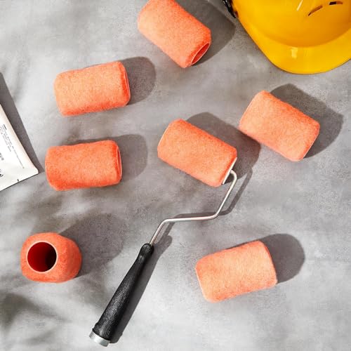Tiangrid 24 Pcs Reusable Paint Roller Cover Refill 4" x 3/8" Inch Reusable Garage Roller Sleeves Polyester Washable Paint Roller Naps with Plastic Core for Paint Roller Brush House Painting Supplies