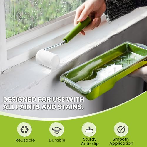 HANJKINZ Foam Paint Roller, Paint Roller Kit 2 Inch (12 Pack), Small Paint Roller, Mini Paint Roller, Paint Roller Tray, Paint Roller Frame, Paint Roller Tray with Liners, Foam Paint Brushes