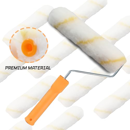 Hordion 10 Piece 6 Inch Paint Roller Covers, 1/2" Nap Roller Cover Smooth Paint Rollers for Walls Ceilings House Painting Supplies