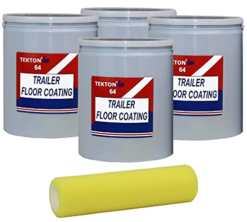 Trailer Floor Coating (Black, 4 Gallons with 1 Foam Roller Protects Trailer Floors, Ramps and Walls; Non Skid Paint