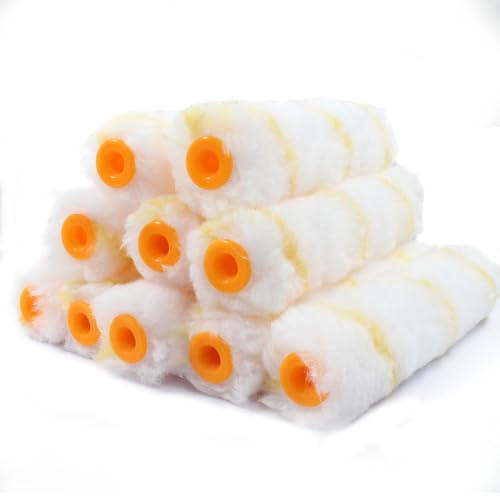 Hordion 10 Piece 6 Inch Paint Roller Covers, 1/2" Nap Roller Cover Smooth Paint Rollers for Walls Ceilings House Painting Supplies