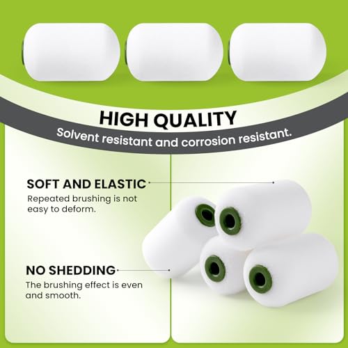 HANJKINZ Foam Paint Roller, Paint Roller Kit 2 Inch (12 Pack), Small Paint Roller, Mini Paint Roller, Paint Roller Tray, Paint Roller Frame, Paint Roller Tray with Liners, Foam Paint Brushes