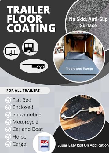 Trailer Floor Coating (Black, 4 Gallons with 1 Foam Roller Protects Trailer Floors, Ramps and Walls; Non Skid Paint