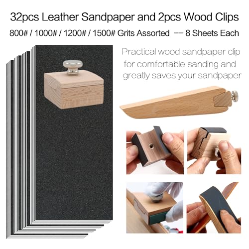 KIVISIN 94 PCS Leather Edge tools kit Including 3 Dye Rollers with 22 Heads, 3 Edge Bevelers, 1 Knife, 1 Burnisher, 39 Sanding Tools, 20 Wool Daubers for Leather Working, Skiving, Burnishing, Painting