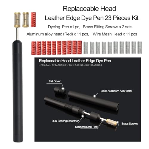 KIVISIN 94 PCS Leather Edge tools kit Including 3 Dye Rollers with 22 Heads, 3 Edge Bevelers, 1 Knife, 1 Burnisher, 39 Sanding Tools, 20 Wool Daubers for Leather Working, Skiving, Burnishing, Painting