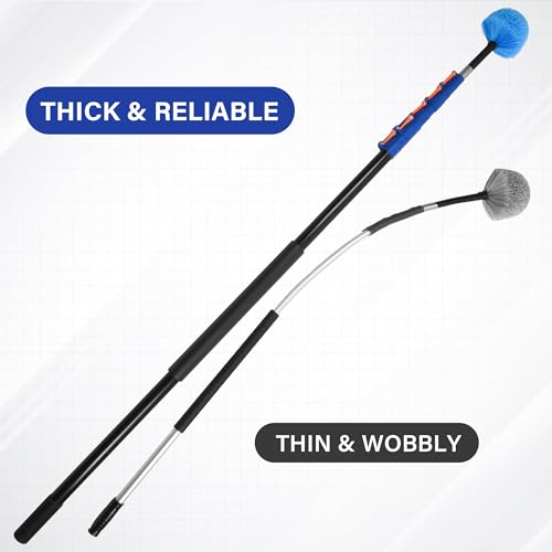 SHINMING 30FT Reach Telescoping Extension Pole, Multi-Purpose Extendable Pole with Universal Twist-on Metal Tip for Hanging Light Bulb Changer, Paint Roller, Duster, Window/Gutter Cleaning (7-30FT)