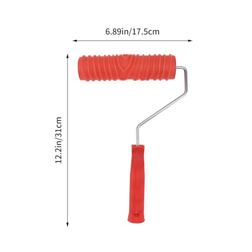 Ciieeo 7-inch Wood Graining Tool Red Wood Grain Paint Roller DIY Rubber Graining Tool with Handle for Art Paint Decoration