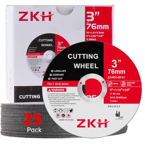 25 Pack 3" Cut Off Wheels for Angle Grinder