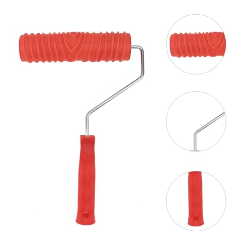 Ciieeo 7-inch Wood Graining Tool Red Wood Grain Paint Roller DIY Rubber Graining Tool with Handle for Art Paint Decoration