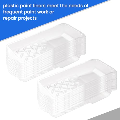 Mister Rui Paint Tray, 2 Inch Paint Tray with Liners, 22 Pack, Disposable Paint Roller Trays with Roller Frame, Plastic Paint Tray Liners, Small Paint Trays for Painting