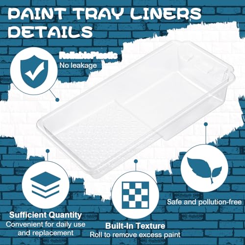 Geelin 50 Pcs 4 Inch Paint Tray Liner Paint Roller Tray 48 Pcs Disposable Paint Pan Tray Paint Roller Frame with Handle for Home Walls Furniture Household Painting Improvement Supplies