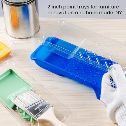 Mister Rui Paint Tray, 2 Inch Paint Tray with Liners, 22 Pack, Disposable Paint Roller Trays with Roller Frame, Plastic Paint Tray Liners, Small Paint Trays for Painting