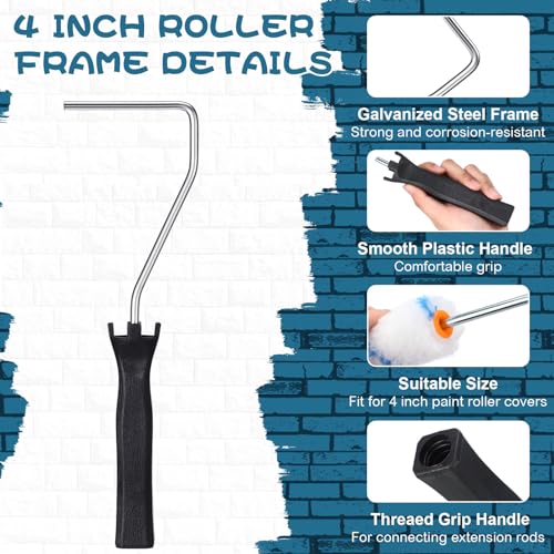 Geelin 50 Pcs 4 Inch Paint Tray Liner Paint Roller Tray 48 Pcs Disposable Paint Pan Tray Paint Roller Frame with Handle for Home Walls Furniture Household Painting Improvement Supplies