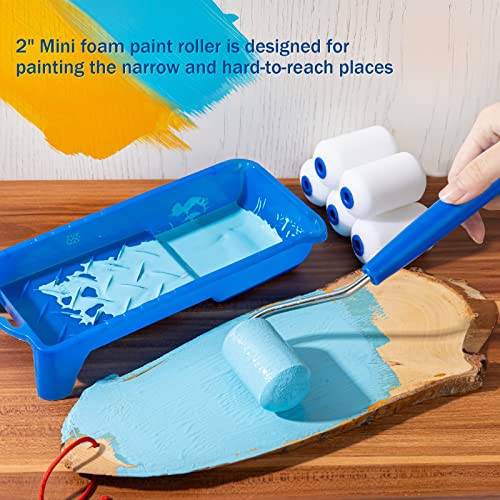 Mister Rui Paint Tray, 2 Inch Paint Tray with Liners, 22 Pack, Disposable Paint Roller Trays with Roller Frame, Plastic Paint Tray Liners, Small Paint Trays for Painting