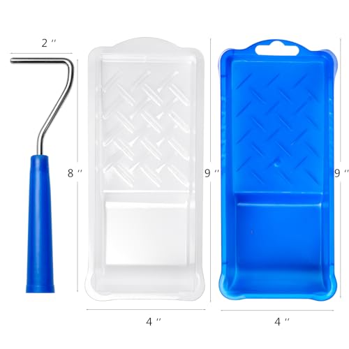 Mister Rui Paint Tray, 2 Inch Paint Tray with Liners, 22 Pack, Disposable Paint Roller Trays with Roller Frame, Plastic Paint Tray Liners, Small Paint Trays for Painting