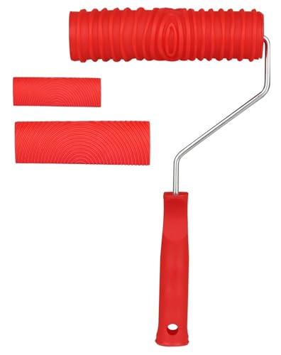 Paint Roller, Paint Pattern Roller, Wood Grain Tool Kit, Wood Graining Maker Tool with Handle for Wall Wood Decoration and Art Paint (7 Inch)