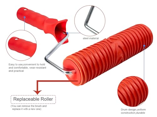 Paint Roller, Paint Pattern Roller, Wood Grain Tool Kit, Wood Graining Maker Tool with Handle for Wall Wood Decoration and Art Paint (7 Inch)