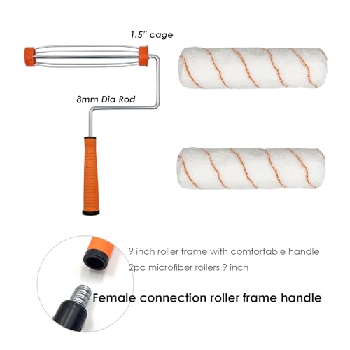 Malura-17PC Paint Roller Tray Kit, 9 Inch Painting Set with Tray, Liners, 9" Roller Frame, Roller Covers, 4 Inch Roller Frame, Small Foam Roller, Paint Brush for House Painting & Other Painting Job