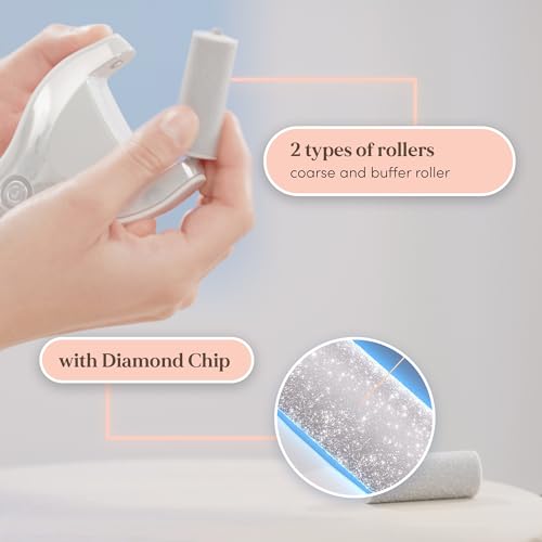 Personal Pedi Diamond: Exfoliates, Buffs, & Polishes with Encrusted Diamond Chips - Rechargeable, Interchangeable Rollers– Easy-to-use, 2 Intensity Levels, 2 Speeds, As Seen On TV