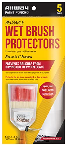 ALLWAY PON Paint Poncho Reusable Wet Paint Brush & Roller Protectors, 5 Pack Each