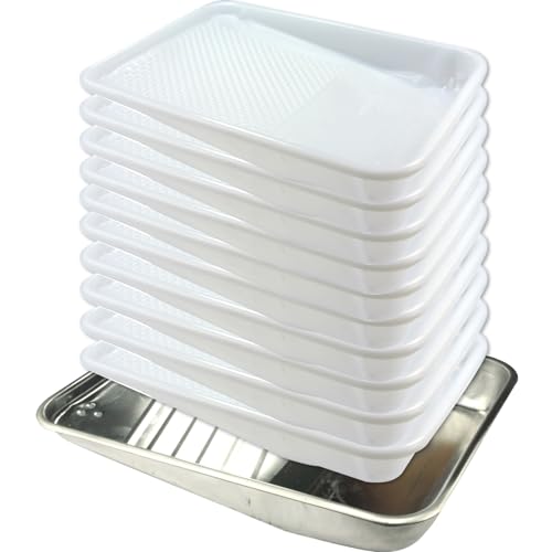 Greatandrew 11-Pack 9inch Disposable Plastic Paint Roller Tray -Come up with Extra Metal Tray Liner - Ideal for DIY Painting Projects