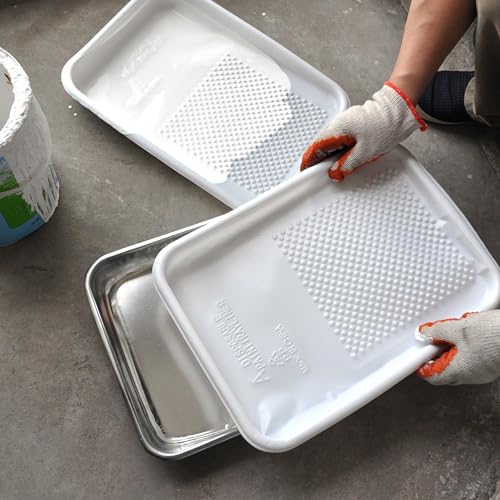 Greatandrew 11-Pack 9inch Disposable Plastic Paint Roller Tray -Come up with Extra Metal Tray Liner - Ideal for DIY Painting Projects