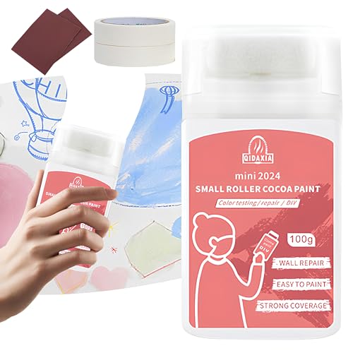 Small Roller Brush Wall Repair Tool, 2024 New, Portable Wall Roller Brush Set with Tool, Water-Based & Ready to Use, Small Roller Brush Kit for Repairing The Latex Paint Wall - White, 3.5 Fl OZ