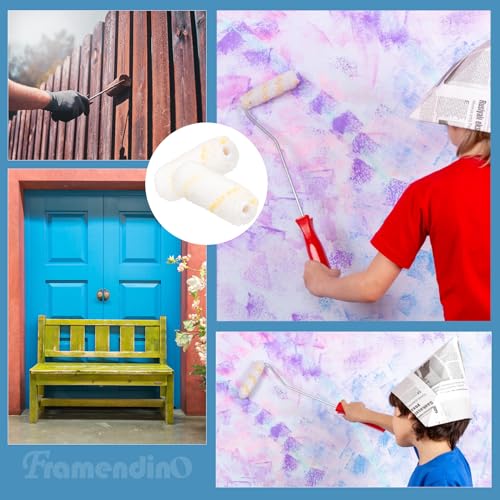 Framendino, 50 Pack Mini Paint Roller Covers Microfiber Paint Roller Cover Sleeves 4 Inch Small Roller Naps Home Wall Repair Tool for House Painting DIY Craft Yellow