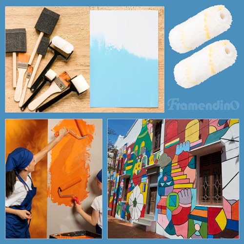 Framendino, 50 Pack Mini Paint Roller Covers Microfiber Paint Roller Cover Sleeves 4 Inch Small Roller Naps Home Wall Repair Tool for House Painting DIY Craft Yellow