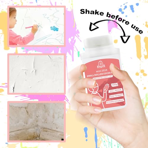 Small Roller Brush Wall Repair Tool, 2024 New, Portable Wall Roller Brush Set with Tool, Water-Based & Ready to Use, Small Roller Brush Kit for Repairing The Latex Paint Wall - White, 3.5 Fl OZ