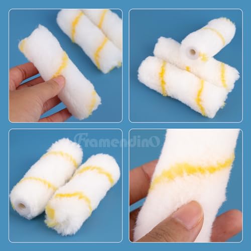 Framendino, 50 Pack Mini Paint Roller Covers Microfiber Paint Roller Cover Sleeves 4 Inch Small Roller Naps Home Wall Repair Tool for House Painting DIY Craft Yellow