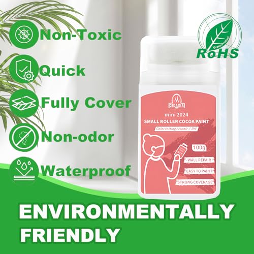 Small Roller Brush Wall Repair Tool, 2024 New, Portable Wall Roller Brush Set with Tool, Water-Based & Ready to Use, Small Roller Brush Kit for Repairing The Latex Paint Wall - White, 3.5 Fl OZ