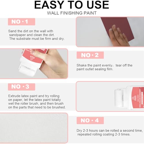 Small Roller Brush Wall Repair Tool, 2024 New, Portable Wall Roller Brush Set with Tool, Water-Based & Ready to Use, Small Roller Brush Kit for Repairing The Latex Paint Wall - White, 3.5 Fl OZ