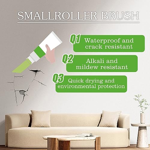 RAYHONG Spackle Wall Repair Kit, 2-in-1 Small Paint Roller Brush Wall Repair Patch Kit, Quick Drying and Waterproof Wall Roller Paint Repair Paste for Living Room, Bedroom, Bathroom (2Pcs)